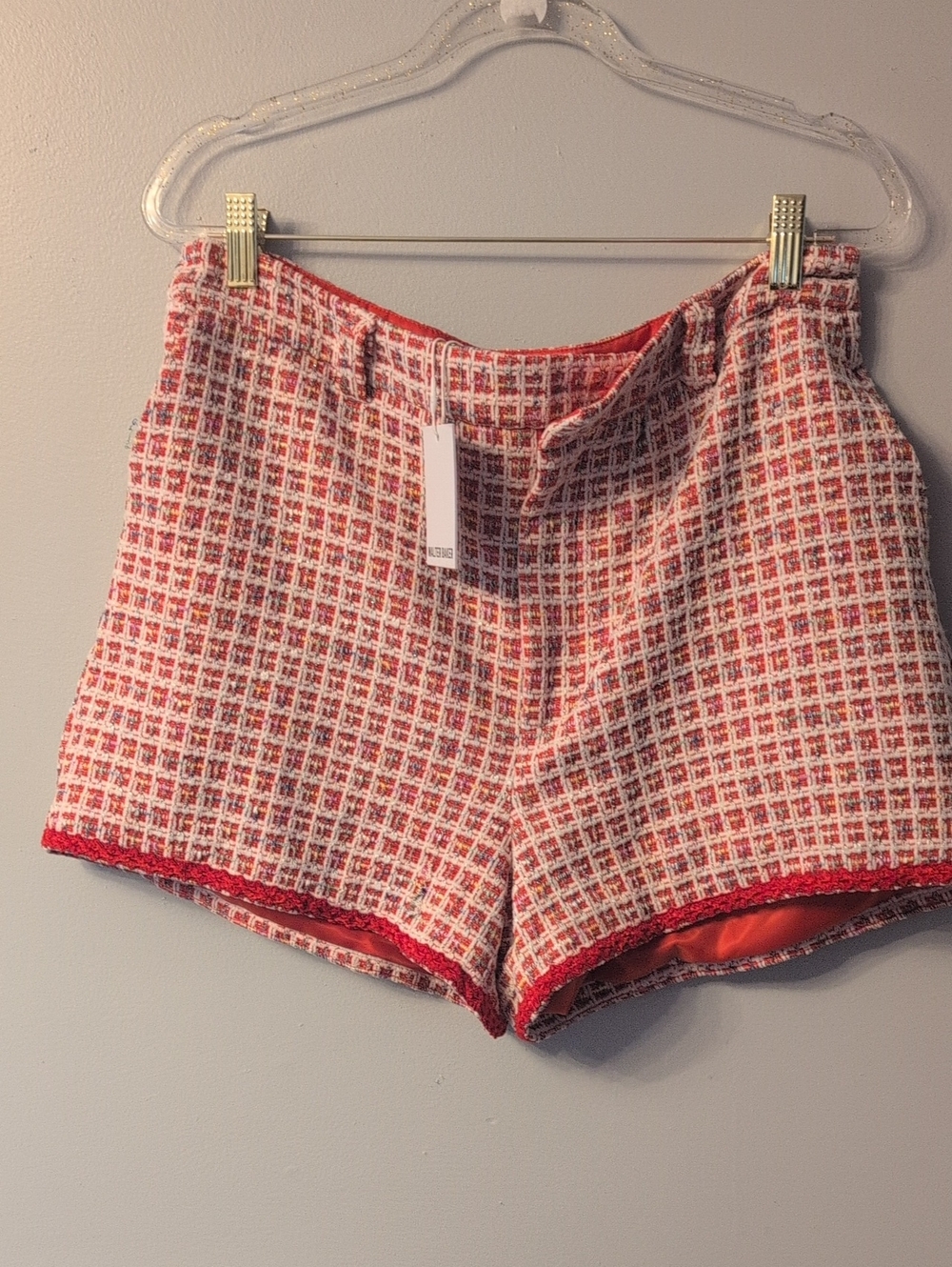 Walter Baker Red Tweed High-Waist Women’s Shorts